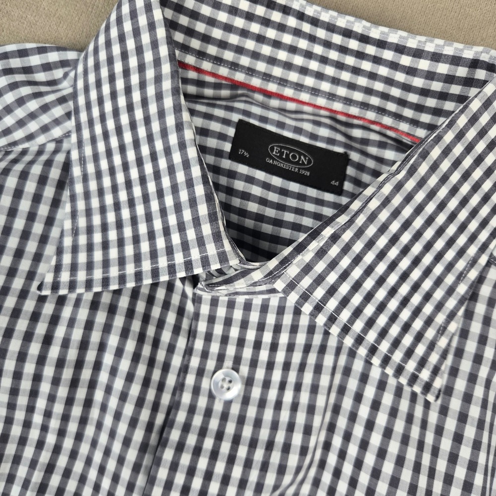 Eton Ganghester 1928 Mens Gingham Button Down Shirt Navy White 17.5 44 6728